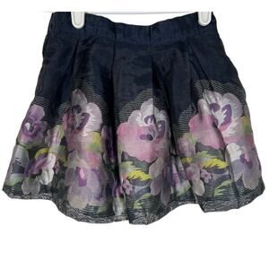 Janie and Jack Kids Girl's Pleated Floral Skirt 2T Black Purple Adjustable